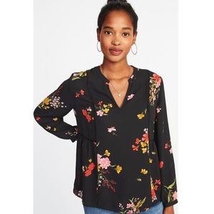 SOLD❌Old Navy XXL Chiffon Black Floral Boho Blouse